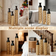 Floor Metal Vases Decorated White Metal vases Set of 3 gorgeous home decoration large glazed metal vases 24.8in/29in/33.8in height