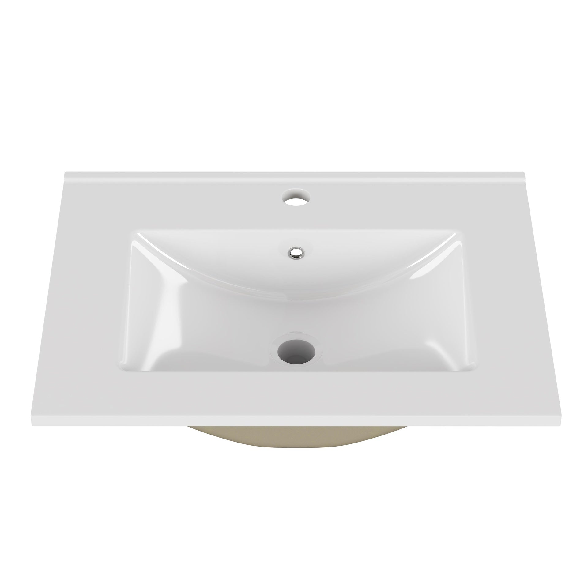24-Inch White Ceramic Bathroom Sink,Compatible with 32-Inch Vanities,Pre-Drilled Faucet Hole,Space-Saving Design,Easy to Clean