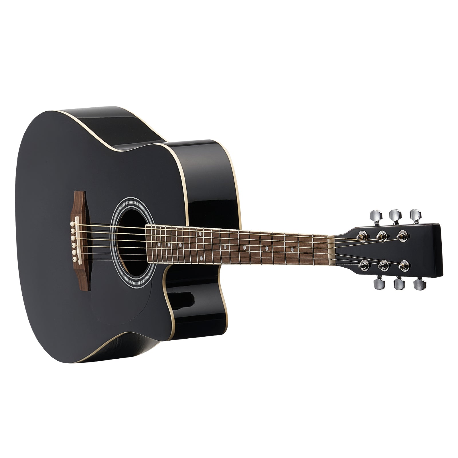 41 in Cutway Acoustic Guitar Beginner Bundle with Gig Bag for Adult Solo Black