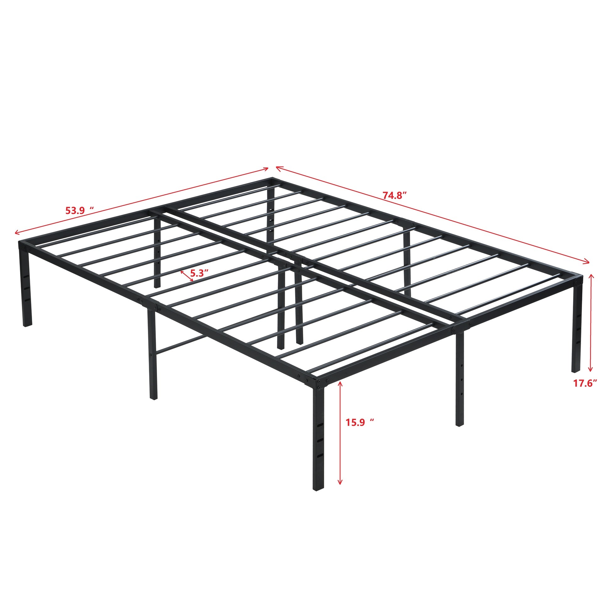 Full Size Bed Frame , Heavy Duty Metal Bed Frame , Quick & Easy Assembly, No Noise, Black