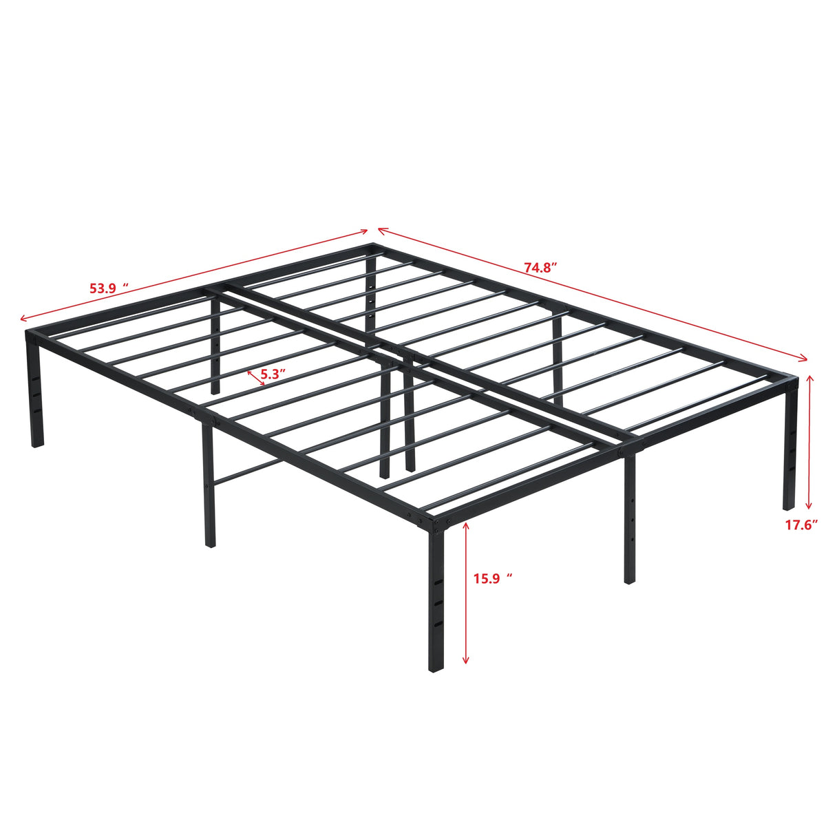 Full Size Bed Frame , Heavy Duty Metal Bed Frame , Quick & Easy Assembly, No Noise, Black