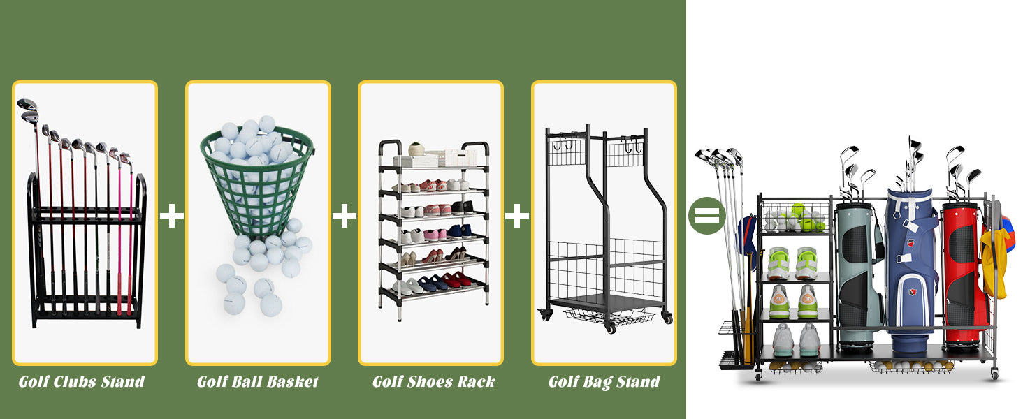 Golf Bag Storage Garage Organizer,Golf Club Bag Storage Rack for Garage, Extra Storage Rack for Golf Clubs,Golf Bag Organizer Fit for Garage,Shed,Basement