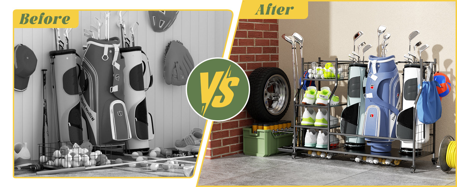 Golf Bag Storage Garage Organizer,Golf Club Bag Storage Rack for Garage, Extra Storage Rack for Golf Clubs,Golf Bag Organizer Fit for Garage,Shed,Basement