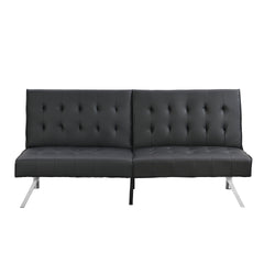 WOOD FRAME, STAINLESS LEG, FUTON, SOFA BED BLACK PVC