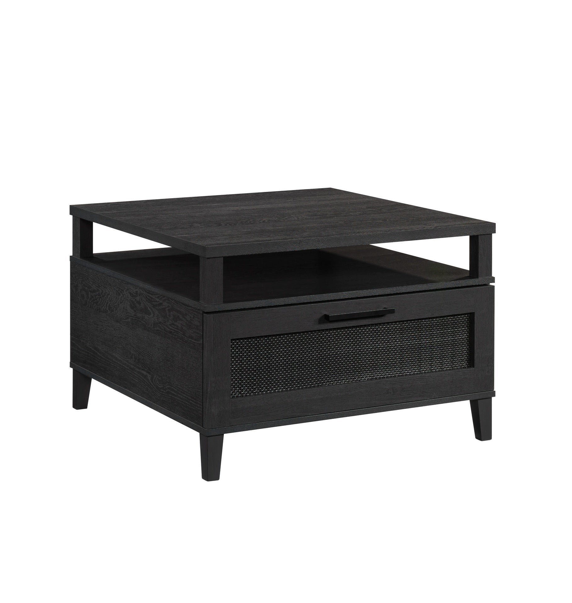 Coastal Coffee Table with Spacious Drawer, Black finish