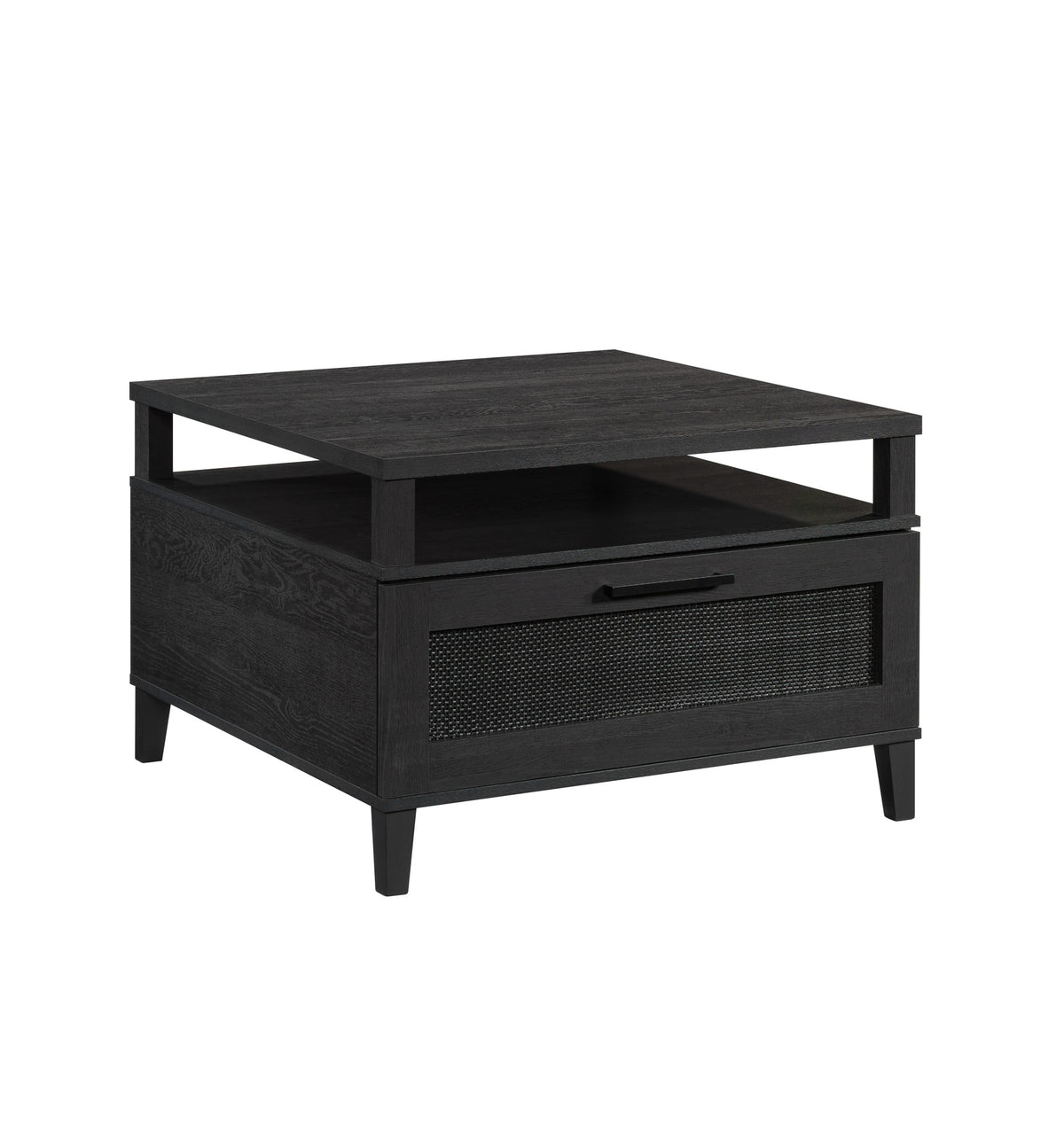Coastal Coffee Table with Spacious Drawer, Black finish