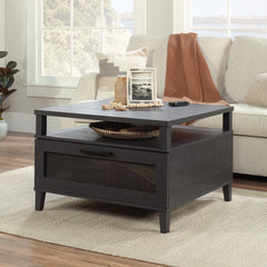 Coastal Coffee Table with Spacious Drawer, Black finish
