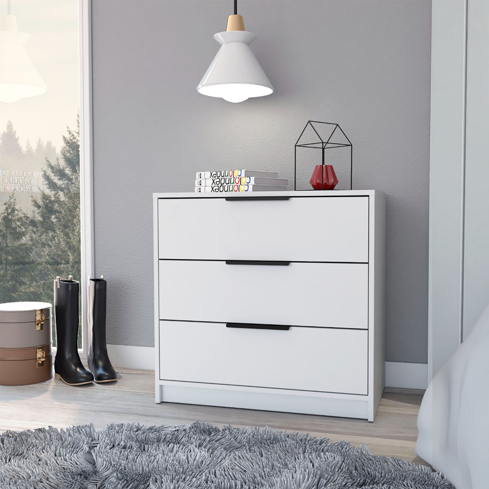 Dresser 27"H, 3 Drawers Dresser, Superior Top, White