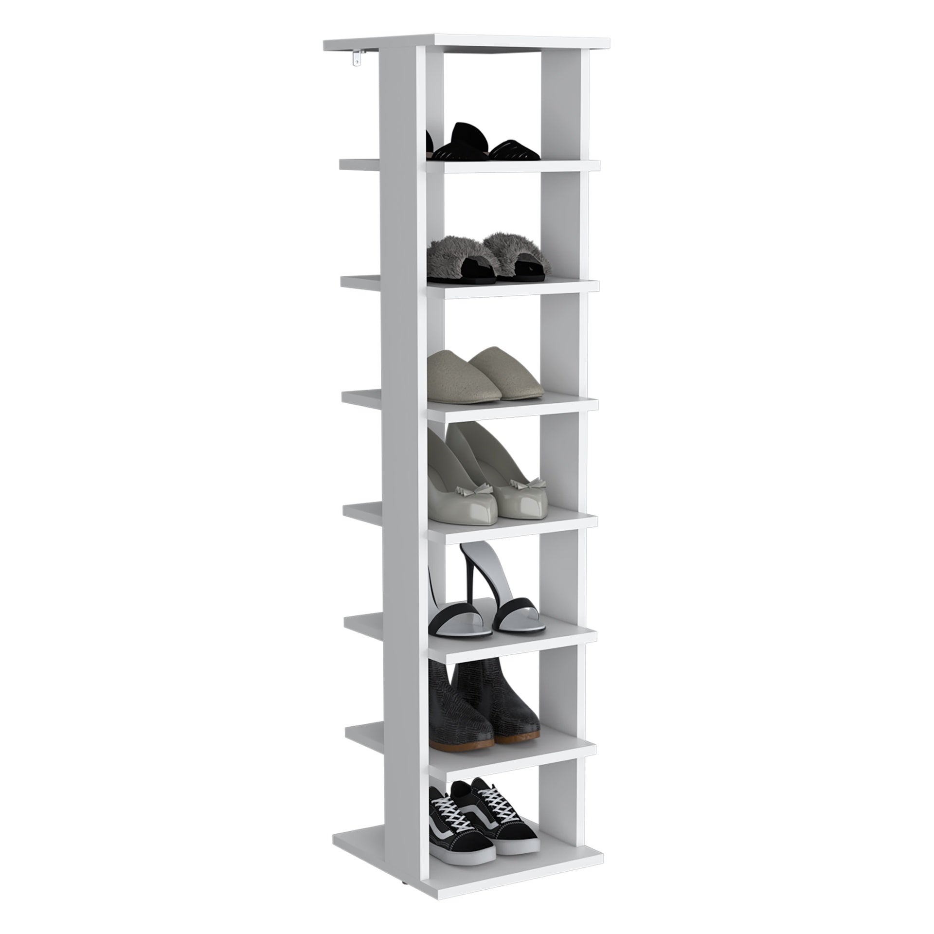 Shoe Rack, White, 7 Shelves