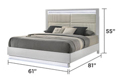 Glam Modern Style Queen Bed Made with LED Headboard & Wood in White (NJ Inventory)