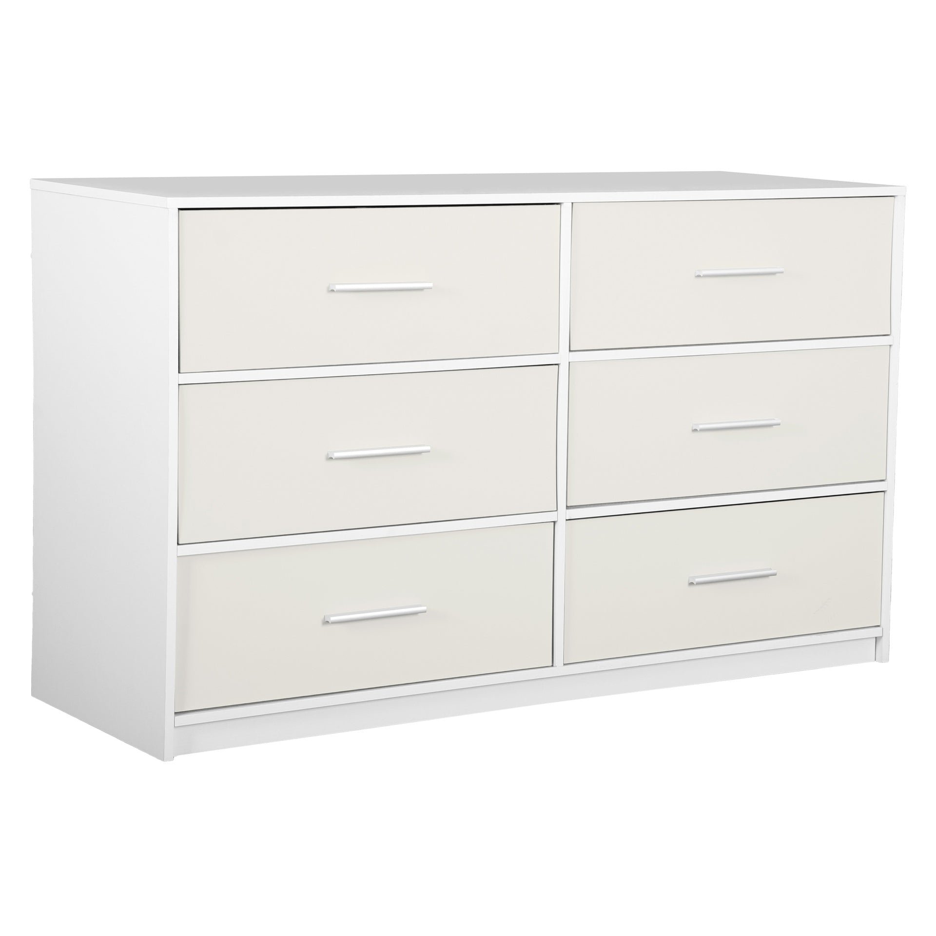6-Drawer Dresser with Large Fabric Drawers, White