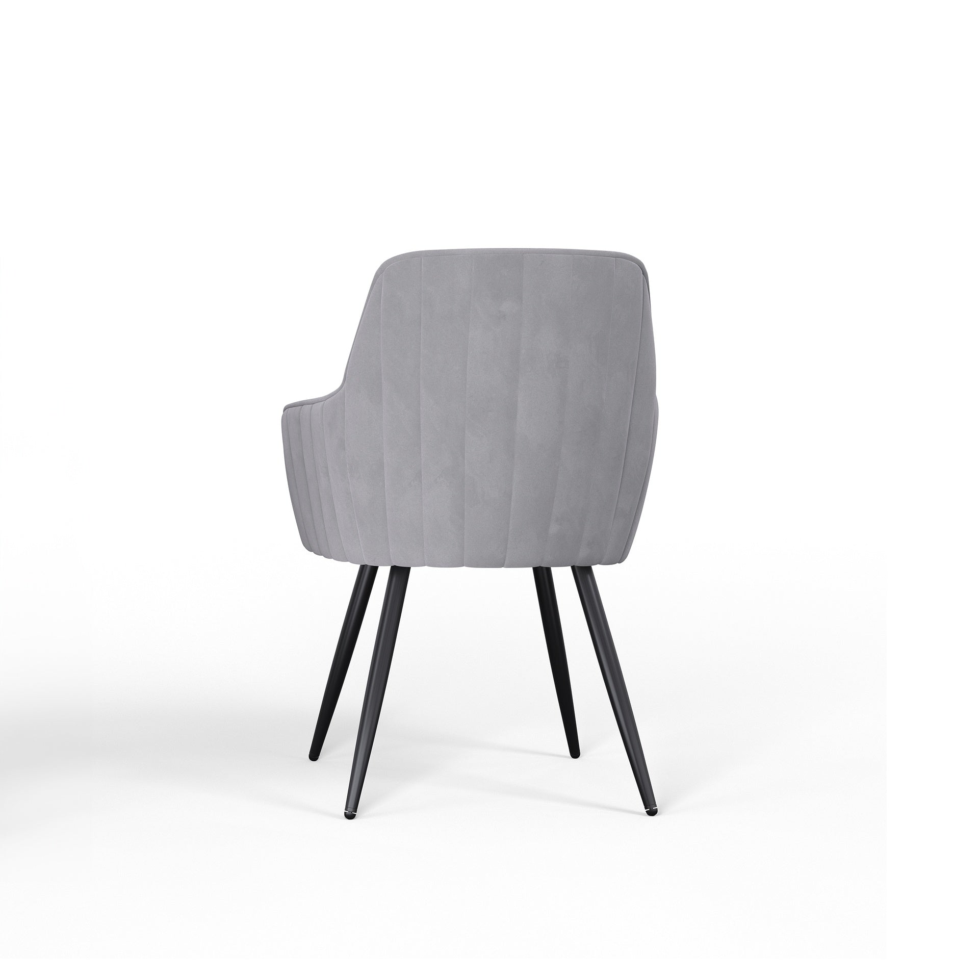 Grey Modern Mid-Century Upholstered Accent Chair with Channel-Tufted Back, Set of 2