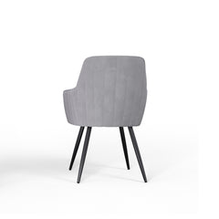 Grey Modern Mid-Century Upholstered Accent Chair with Channel-Tufted Back, Set of 2