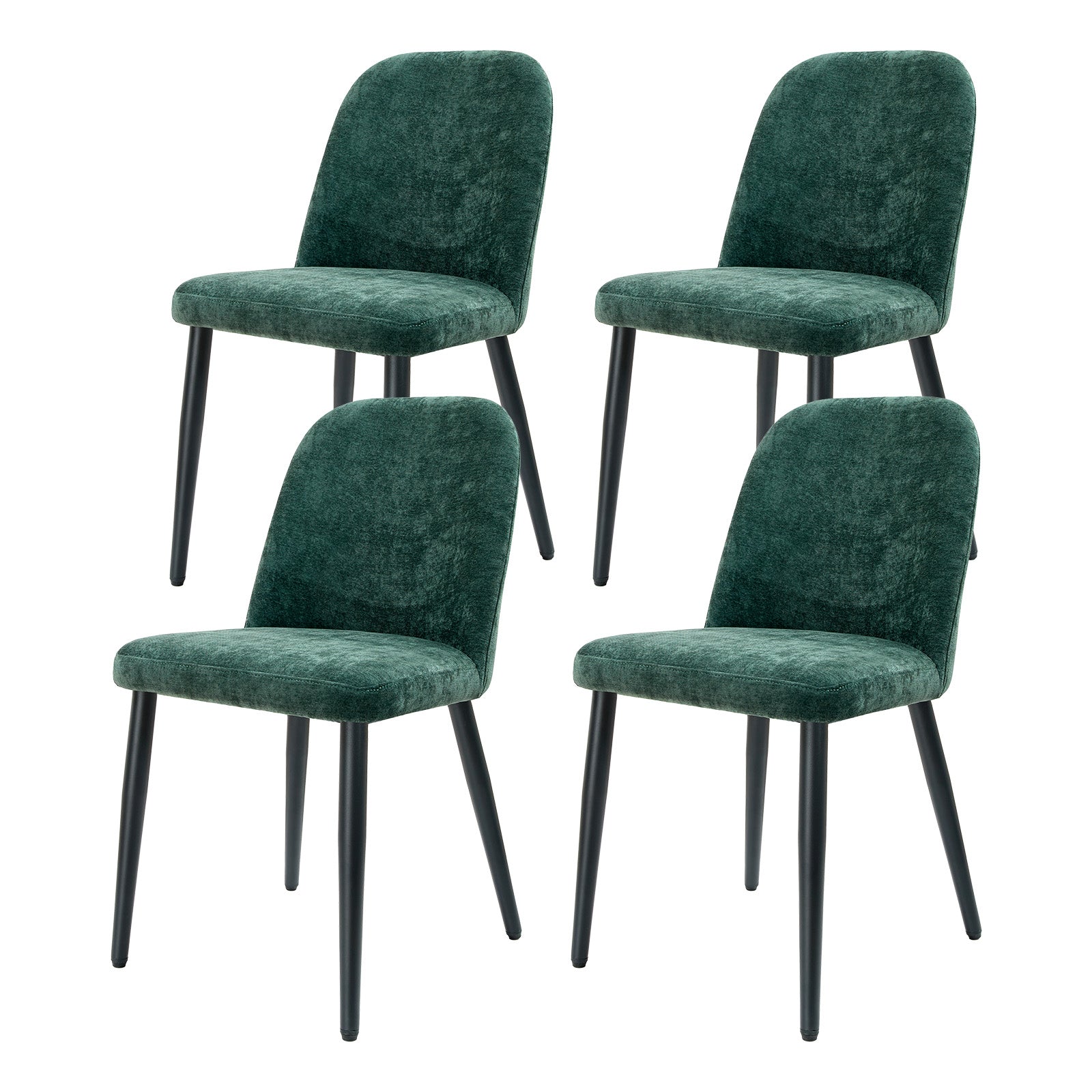 Dark Green Fabric Identities Chair with Metal Legs, Armless Chair Set of 4 for Kitchen, Restaurant, Living, Meeting Room
