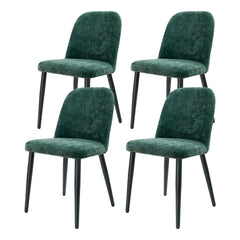 Dark Green Fabric Identities Chair with Metal Legs, Armless Chair Set of 4 for Kitchen, Restaurant, Living, Meeting Room