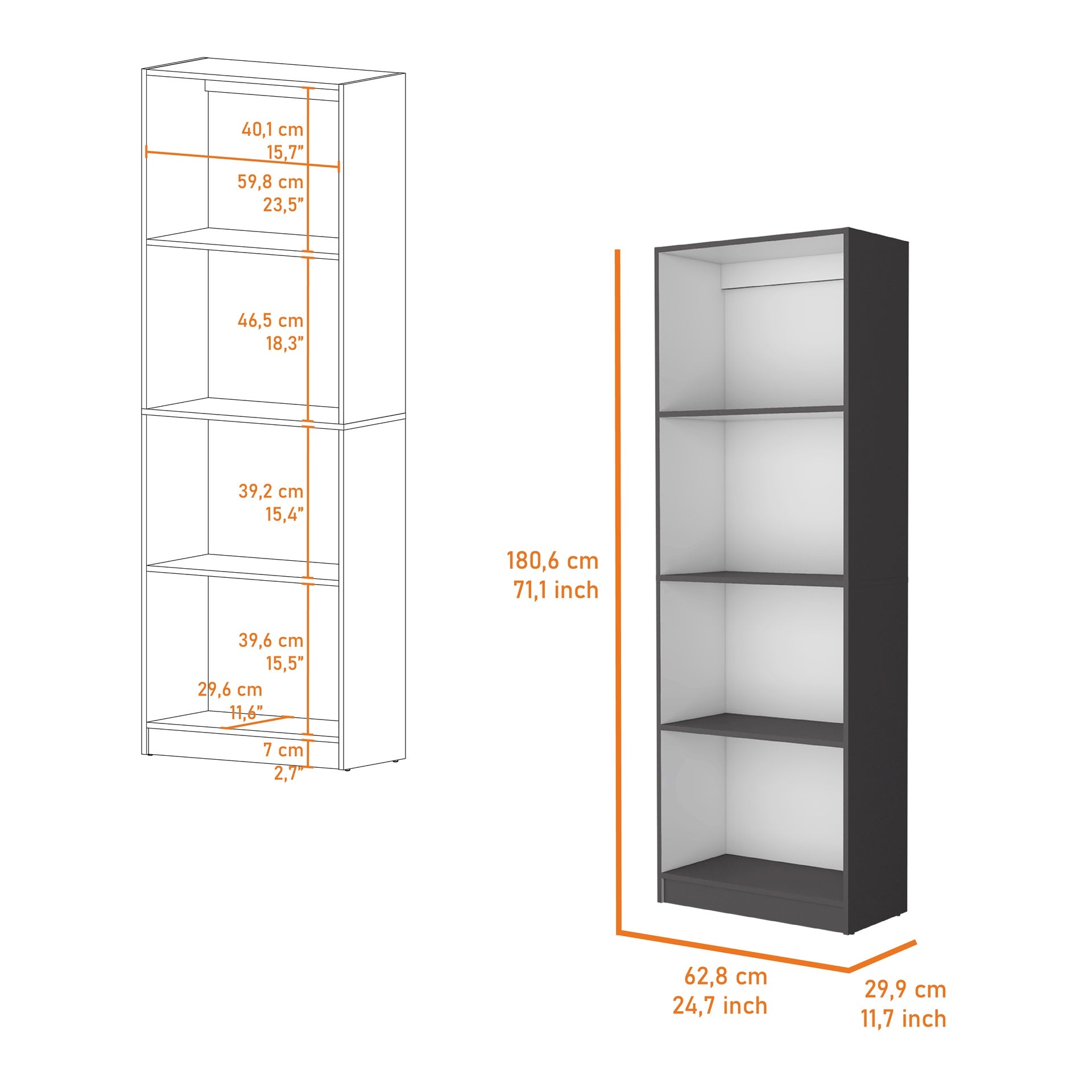 Sutton Bookcase with Tier Storage Shelves