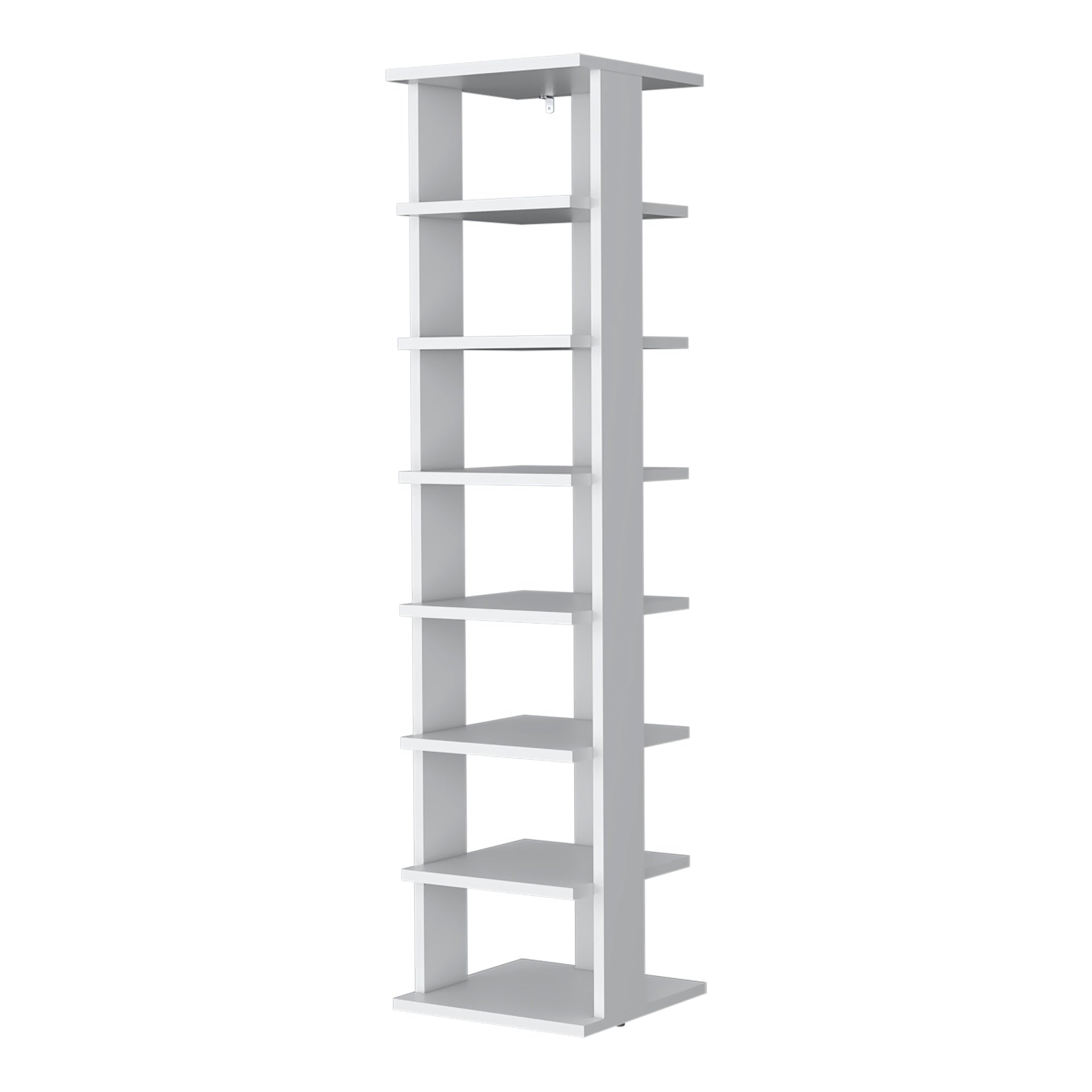 FM FURNITURE Ivonny 7-Tier Tall Vertical Shoe Rack, Freestanding Organizer with Open Shelves, White
