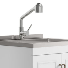 Cardinal - 24" Laundry Cabinet with Faucet and Stainless Steel Sink - White