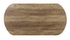 Industrial Style 3pc Coffee Table Rustic Oak And Sand Black Finish U-Shape Base Steel 1x Oval Coffee Table 2x Round End Table Replicated Wood Top