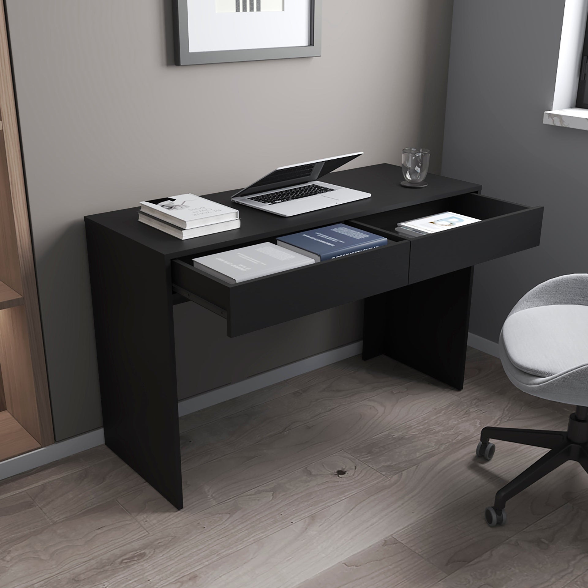 Wenge 2-Drawer Computer Desk