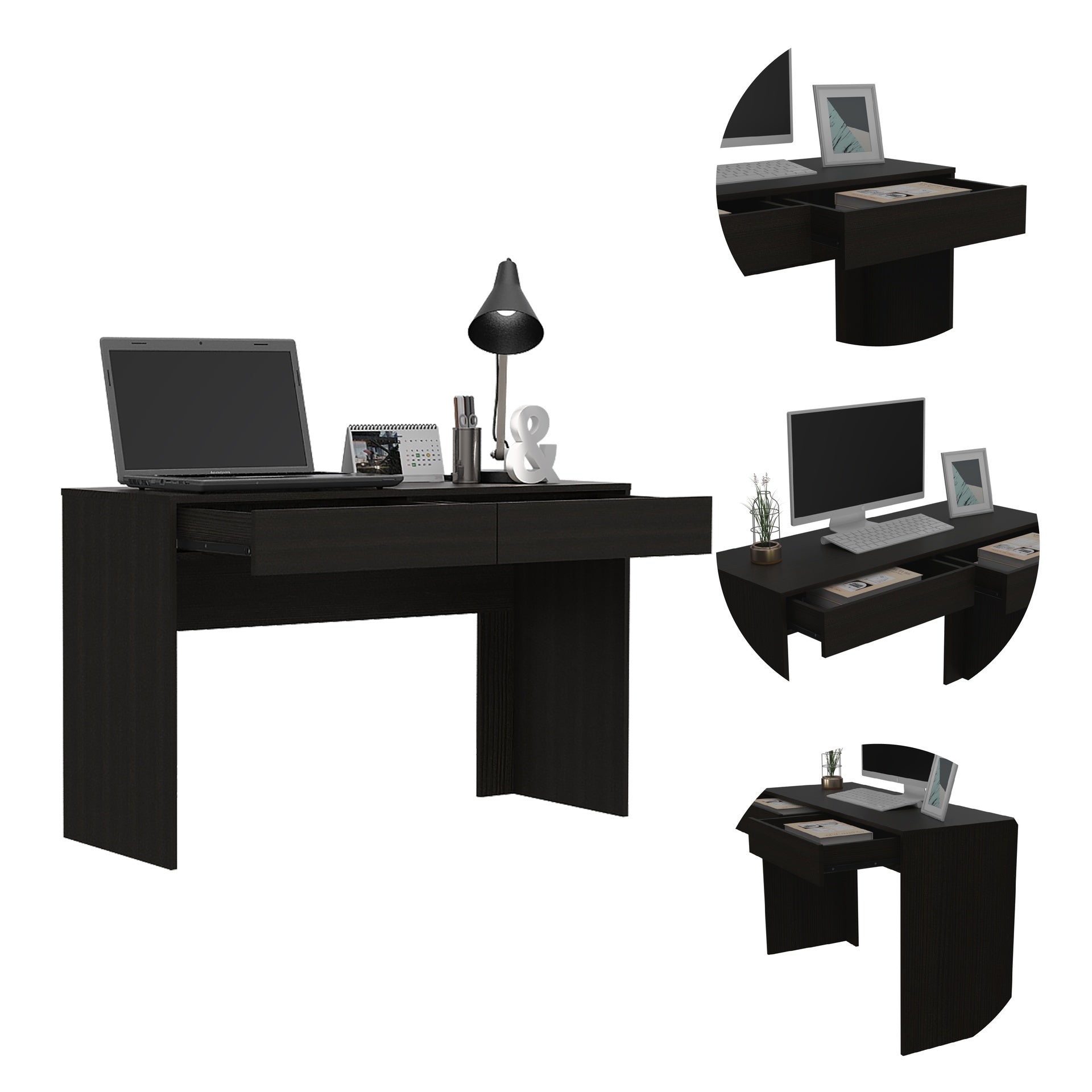 Wenge 2-Drawer Computer Desk