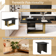 VIBE HAUS Modern Light Luxury Coffee Table Set of 2, Small Square Coffee End Table with Spacious Top, Center Table for Living Room