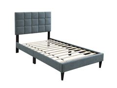 Full Size Bed 1pc Middle Support Legs Biscuit Tufted Headboard Gray Finish Bedroom Furniture