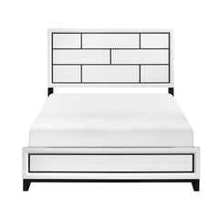 Modern Contemporary White Finish Full Bed 1pc Wooden Bedroom Furniture Black Line Design