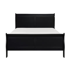 1pc Black Finish Full Size Bed Traditional Louis Philippe Style Wooden Bedroom Furniture