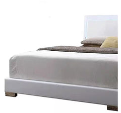 Lorimar  White Synthetic Leather & White Leg Queen Bed W/Led