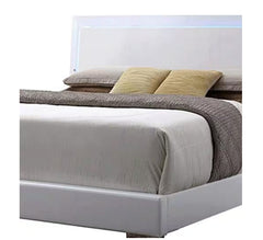 Lorimar  White Synthetic Leather & White Leg Queen Bed W/Led