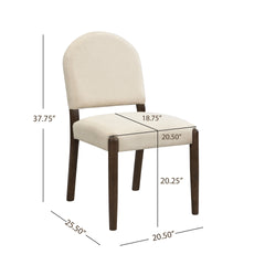 Dining Chairs with Back Mid Century Fabric Upholstered Armless Dining Room Side Chairs Set of 2-Walnut+Beige
