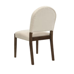 Dining Chairs with Back Mid Century Fabric Upholstered Armless Dining Room Side Chairs Set of 2-Walnut+Beige