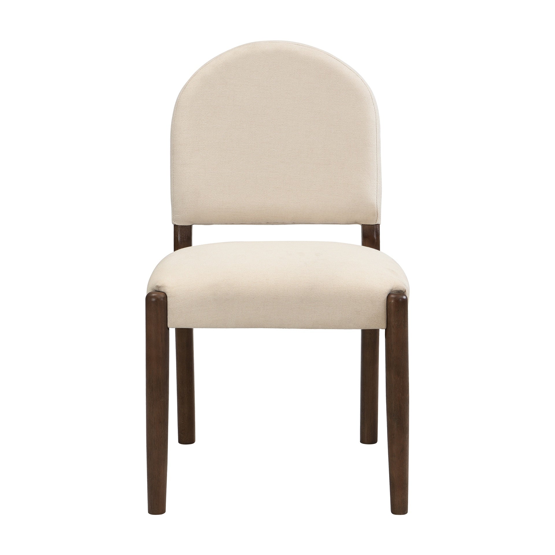 Dining Chairs with Back Mid Century Fabric Upholstered Armless Dining Room Side Chairs Set of 2-Walnut+Beige