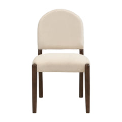 Dining Chairs with Back Mid Century Fabric Upholstered Armless Dining Room Side Chairs Set of 2-Walnut+Beige