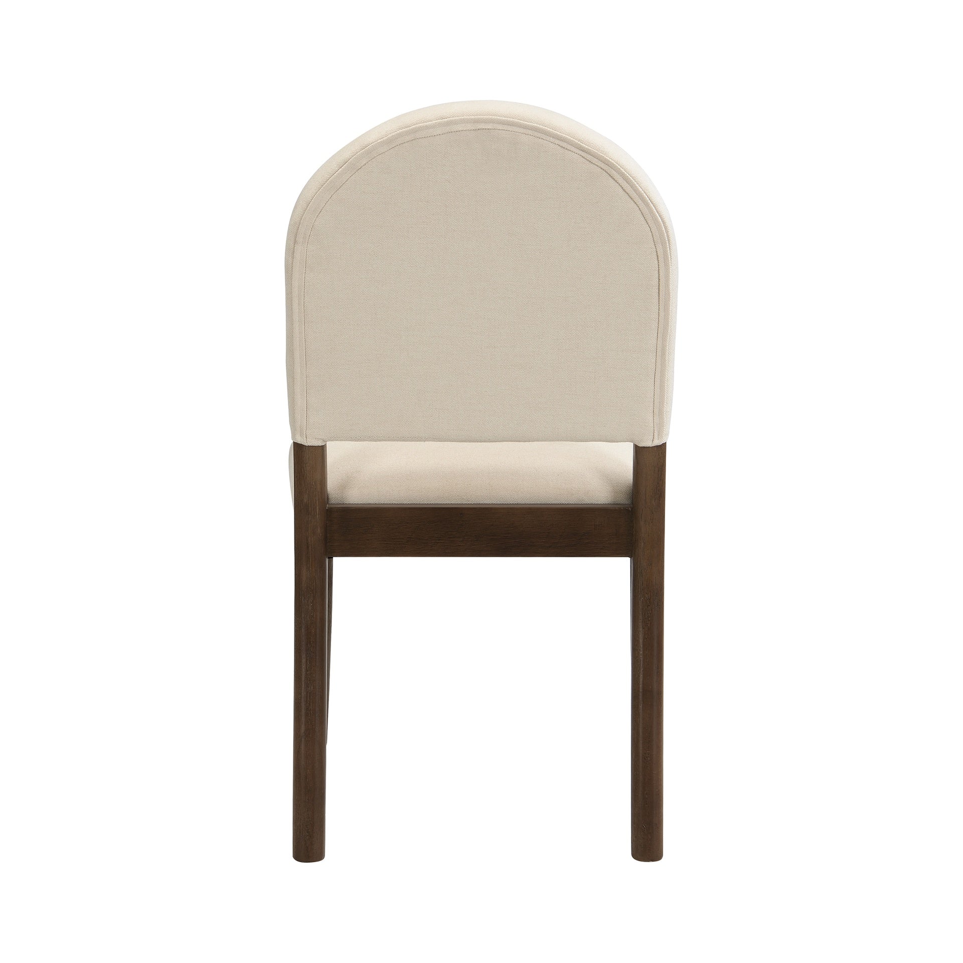 Dining Chairs with Back Mid Century Fabric Upholstered Armless Dining Room Side Chairs Set of 2-Walnut+Beige