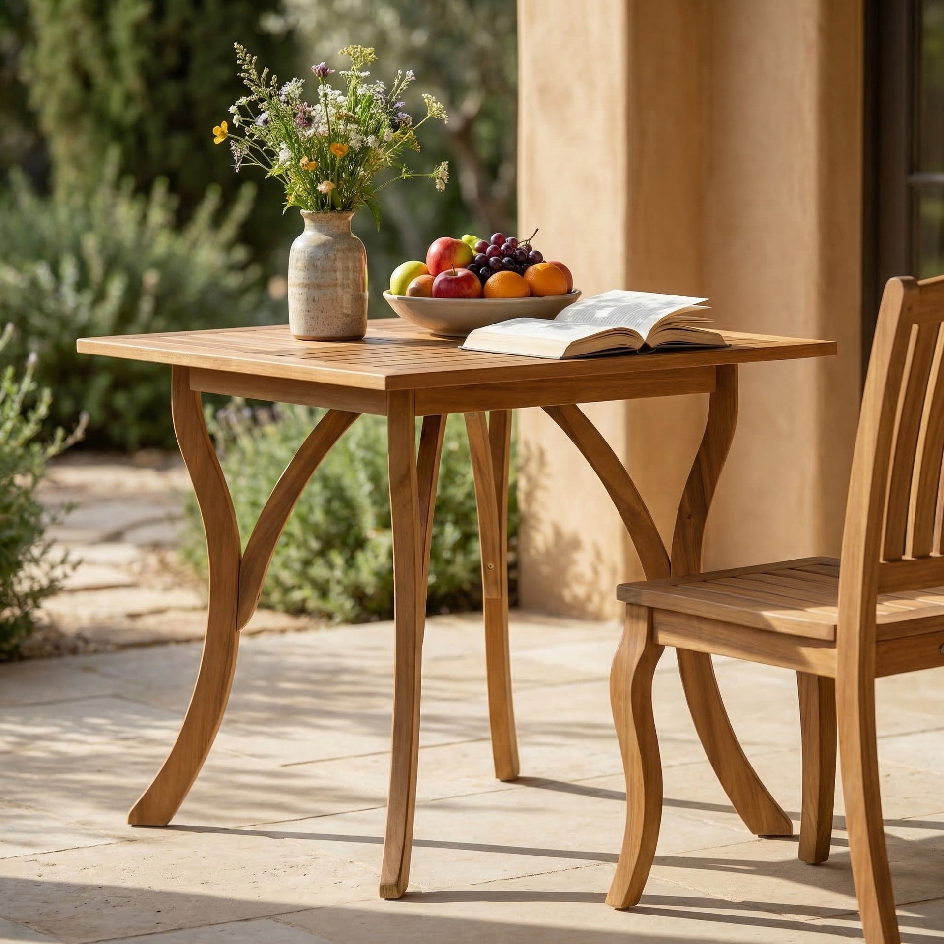 Outdoor Acacia Wood Square Dining Table - 31.50"L x 31.50"W x 30.00"H - Natural brown