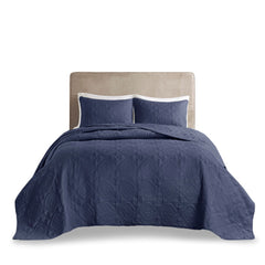 3 Piece Reversible Bedspread Set Navy Full/Queen