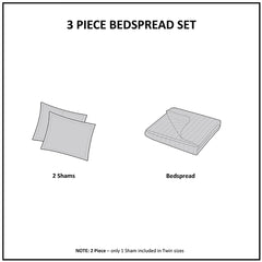 3 Piece Reversible Bedspread Set Navy Full/Queen