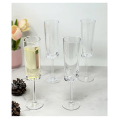 Oval Halo Plastic Champagne Flutes Set of 4 (4oz), Unbreakable Mimosa Glasses Plastic Champagne Glasses, Acrylic Wedding Champagne Flutes