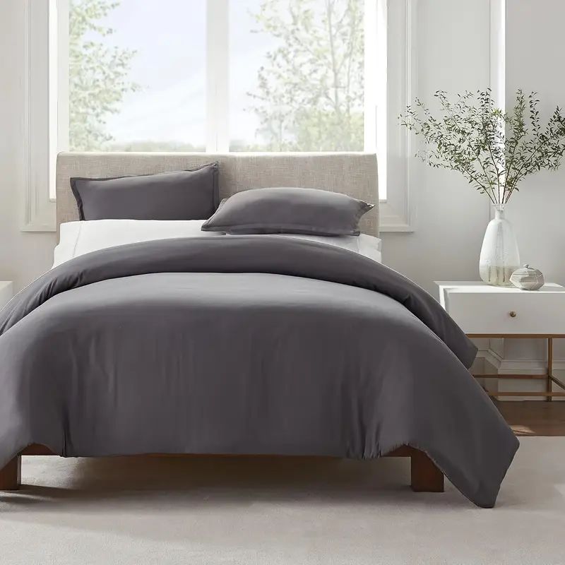 Serta Simply Clean Pleated Duvet cover Grey Twin