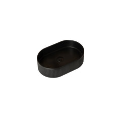 20'' Bathroom Sink, Oval Striped Vessel Ceramic Basin without Faucet, NO Cabinet, Black
