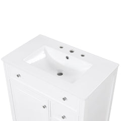 30" Bathroom Vanity with Sink Top, Bathroom Vanity Cabinet with Door and Two Drawers, MDF Boards, Solid Wood, One Package, White