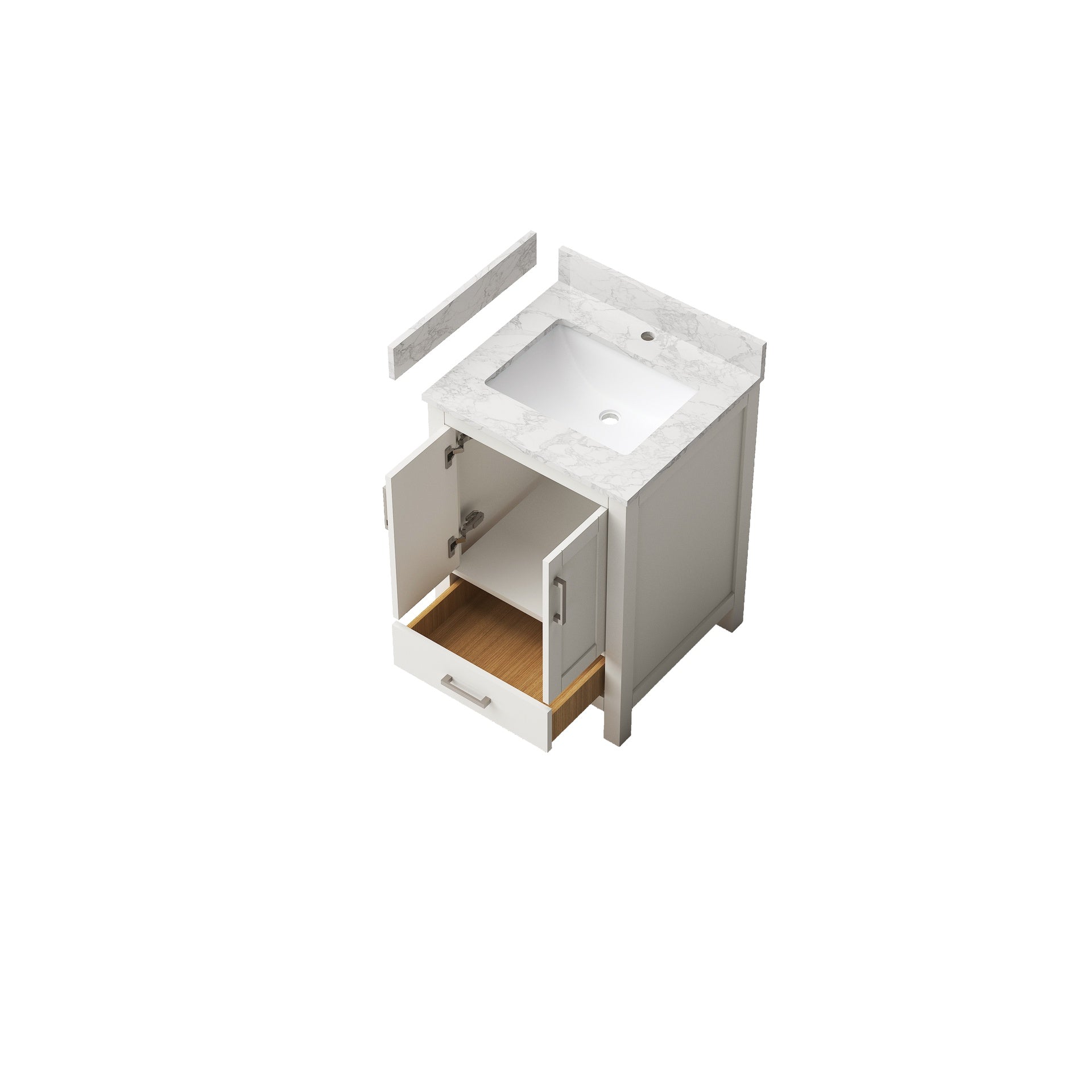 23" Bathroom Vanity with Sink, Bathroom Storage Vanity Sink Cabinet with 2 Doors ＆ 1 Drawer, Wooden Freestanding White Bathroom Cabinet with  Faucet Hole