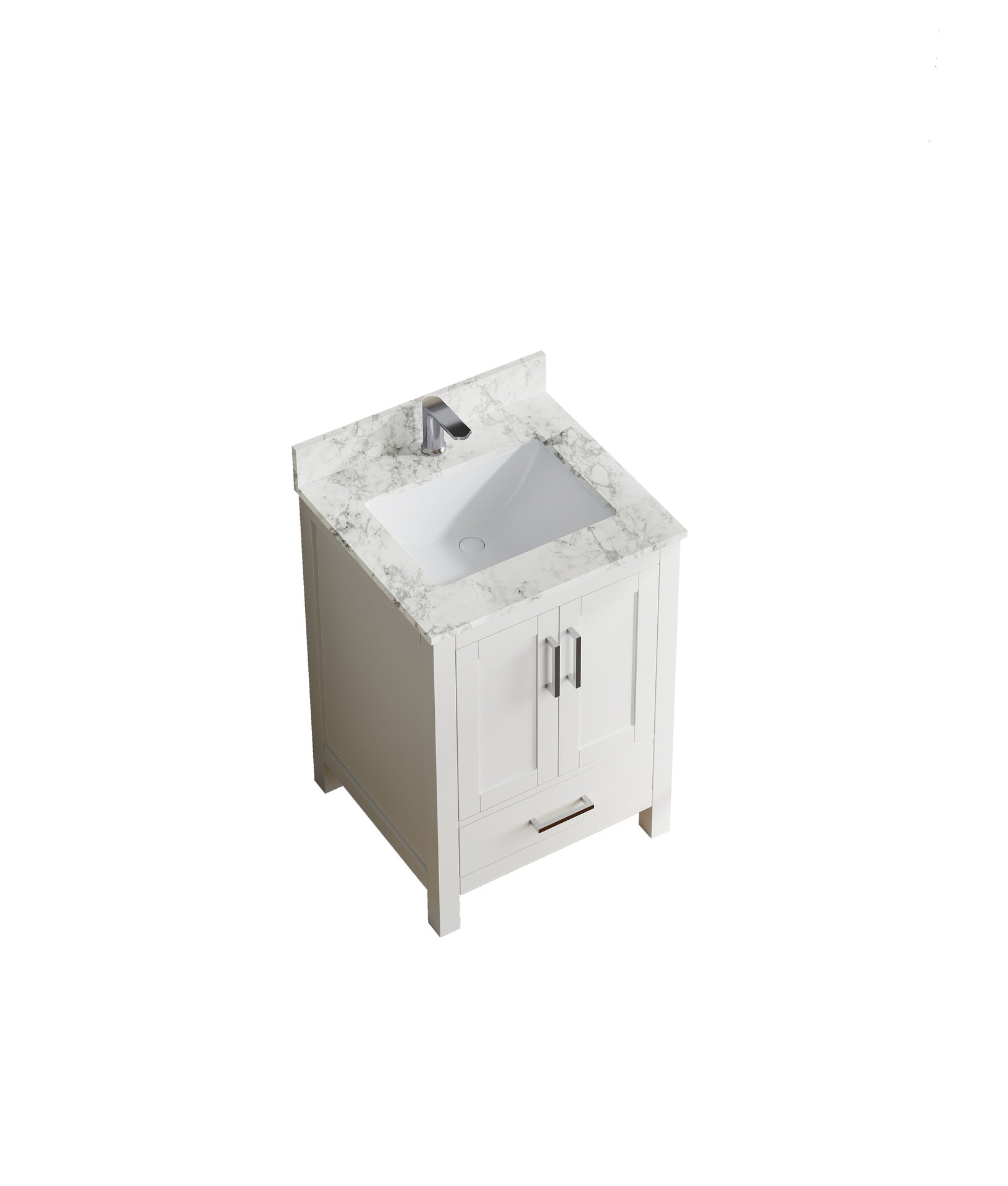 23" Bathroom Vanity with Sink, Bathroom Storage Vanity Sink Cabinet with 2 Doors ＆ 1 Drawer, Wooden Freestanding White Bathroom Cabinet with  Faucet Hole