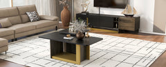 VIBE HAUS Modern Light Luxury TV Stand and Coffee Table Set of 2, Modern TV Console,Wood Center Tables with Spacious Top, Storage Cabinet & Open Adjustable Shelves for Living Room