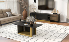 VIBE HAUS Modern Light Luxury TV Stand and Coffee Table Set of 2, Modern TV Console,Wood Center Tables with Spacious Top, Storage Cabinet & Open Adjustable Shelves for Living Room