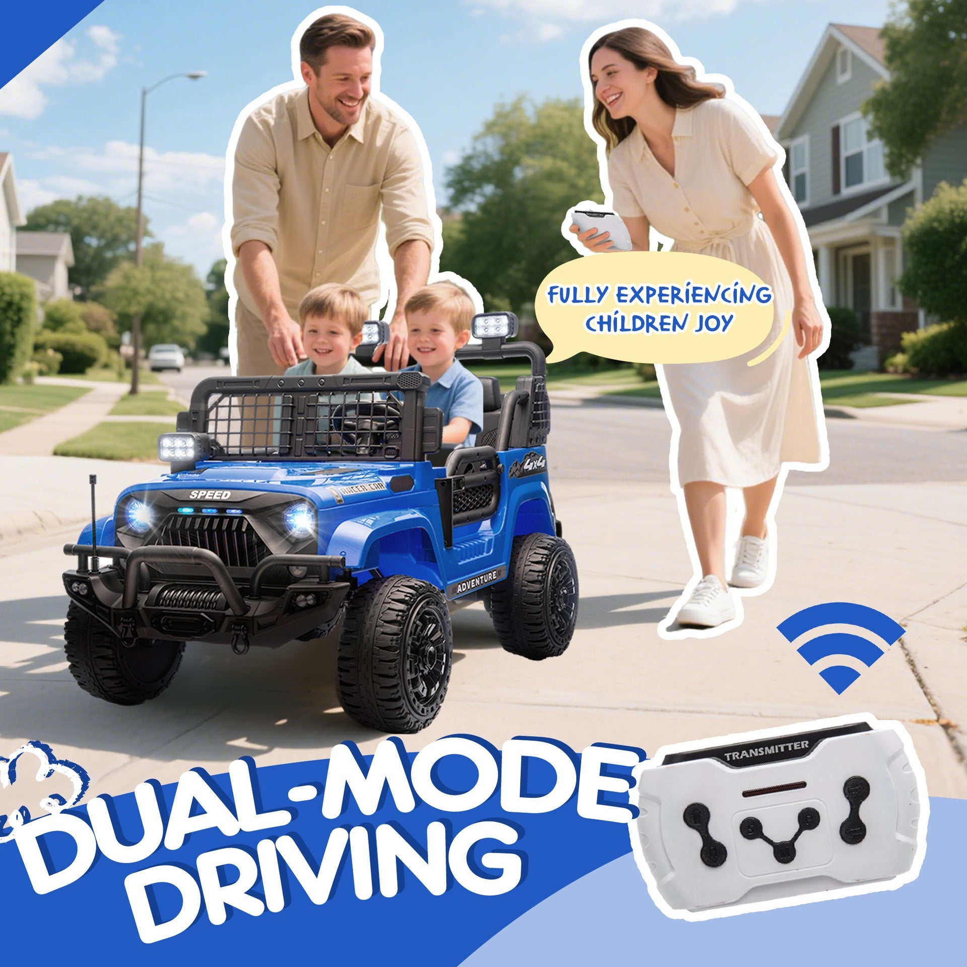 24V Two-seater Kids Ride On Electric Truck Car W/Parents Control,2wd,Four-wheel Suspension, 8.66in Ground Clearance, LED & Searchlights, Bluetooth, Music, Provide 3.11-4.97MPH Speed For Kids  Aged 2-6