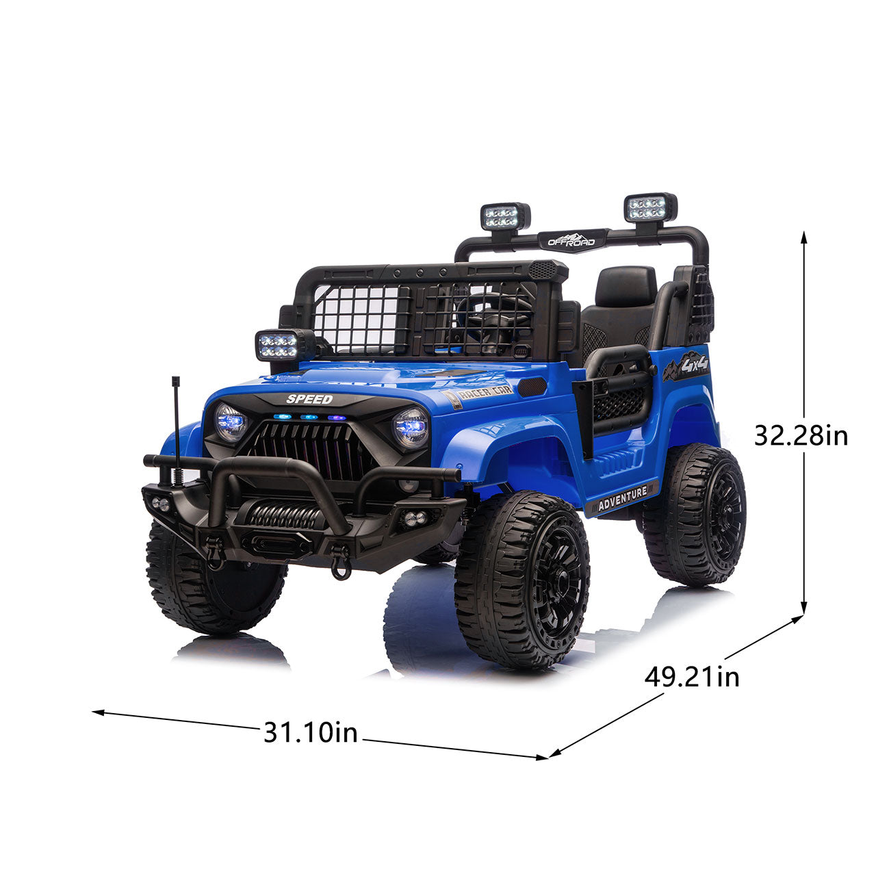 24V Two-seater Kids Ride On Electric Truck Car W/Parents Control,2wd,Four-wheel Suspension, 8.66in Ground Clearance, LED & Searchlights, Bluetooth, Music, Provide 3.11-4.97MPH Speed For Kids  Aged 2-6