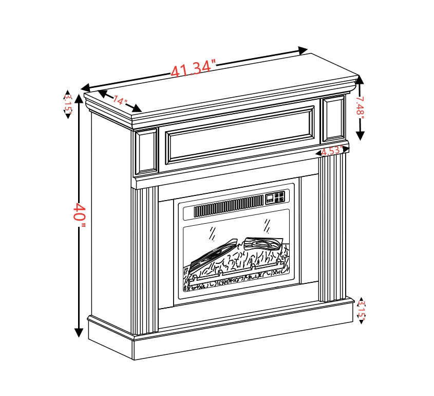 Only Mantel (NOT INCLUDED 23" FIREPLACE)--Cherry,41.34"W*14"D*40"H